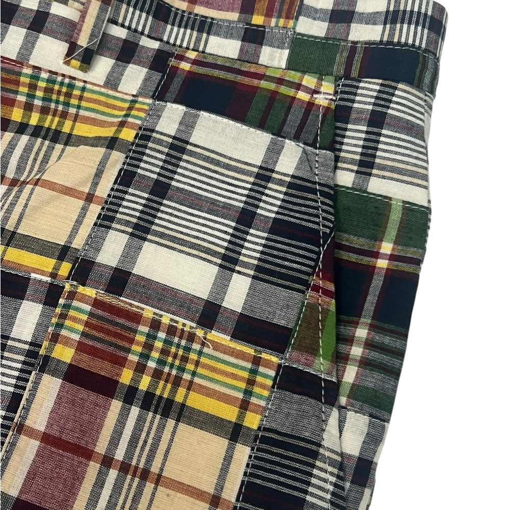 NWT Madras Bermuda Shorts India Cotton Plaid Patchwork Preppy Mens 40 P Fredrick - Picture 3 of 8